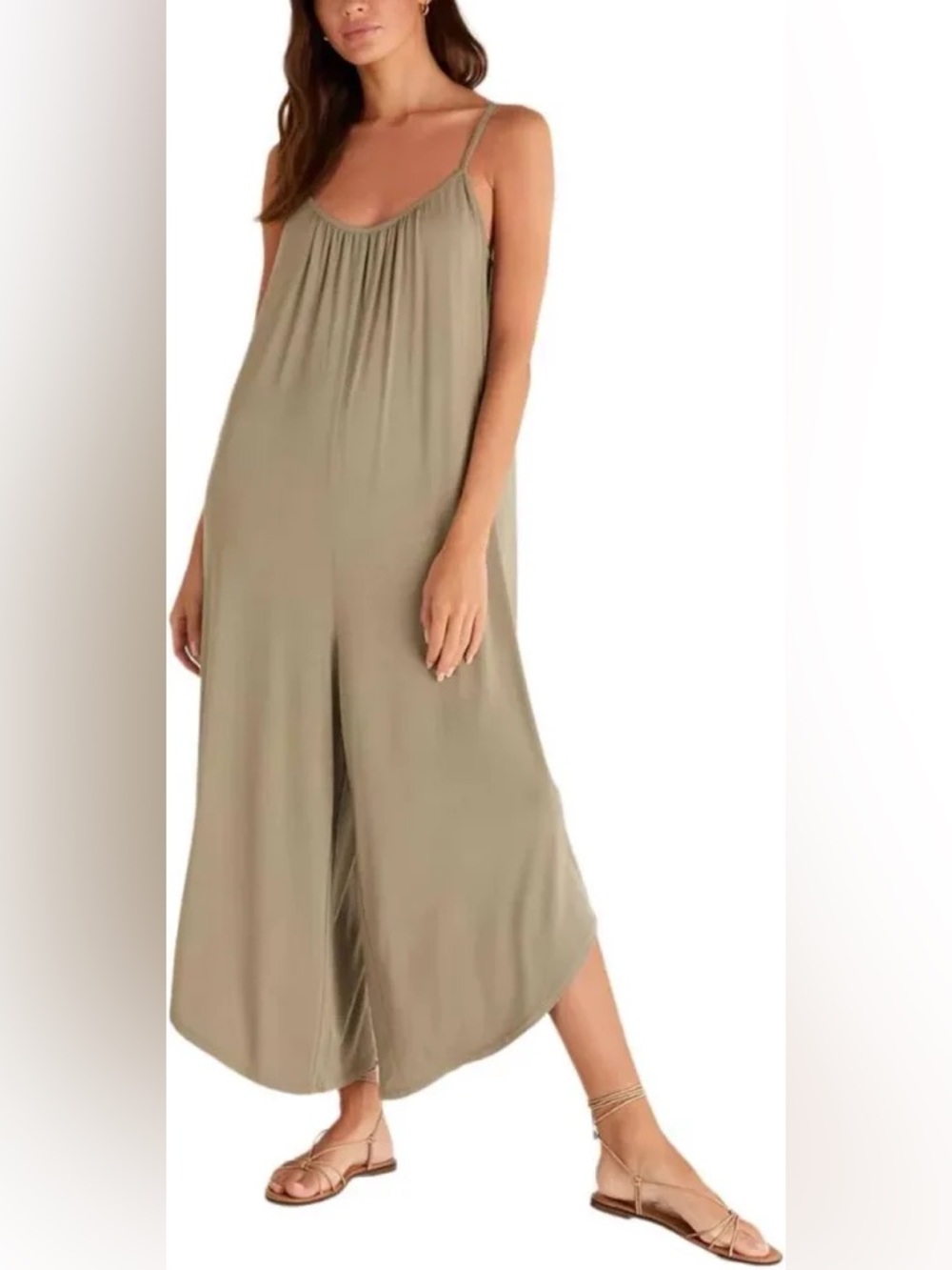 Shinestar Wide Leg Linen Blend Jumpsuit L
